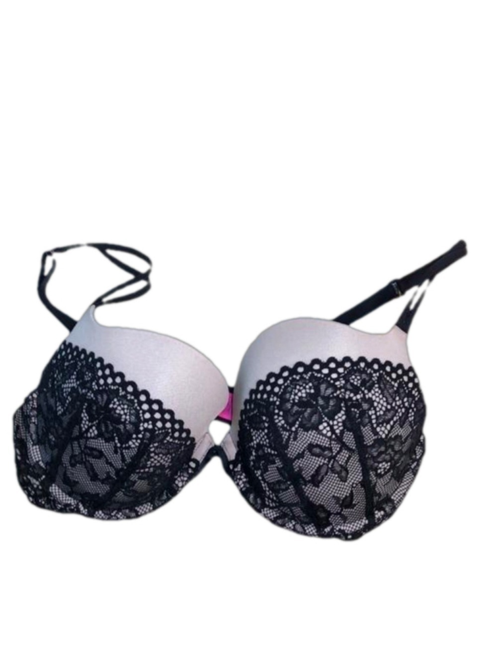 La Senza sexy push-up underwire bra black lace light purple 34D